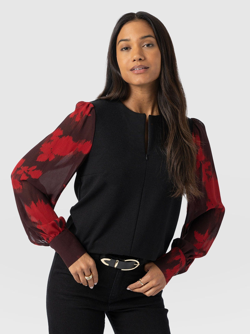 Esme Zip Up Top - Pink Fade Floral - Women's T-shirts | Saint + Sofia® EU