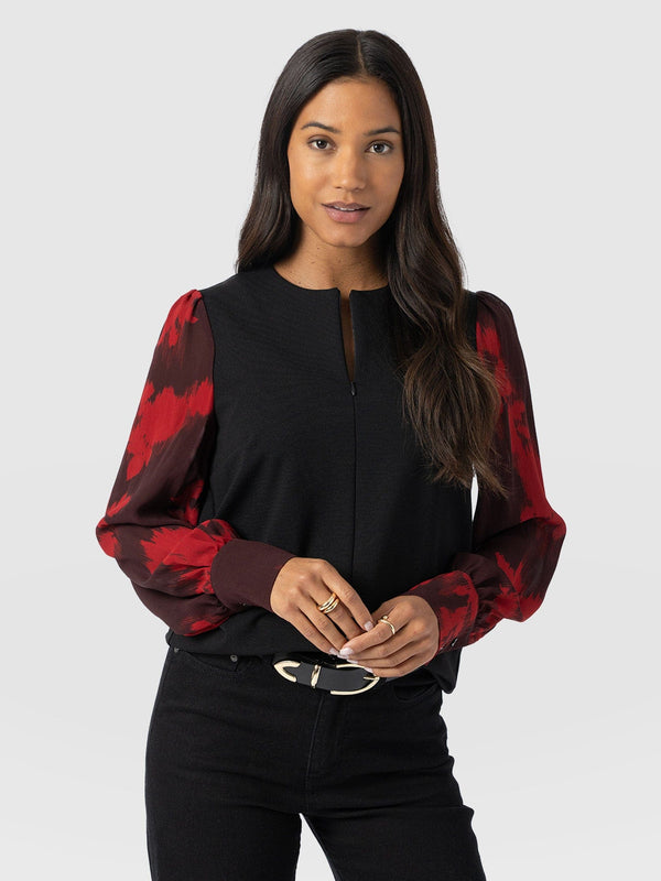 Esme Zip Up Top - Pink Fade Floral - Women's T-shirts | Saint + Sofia® EU