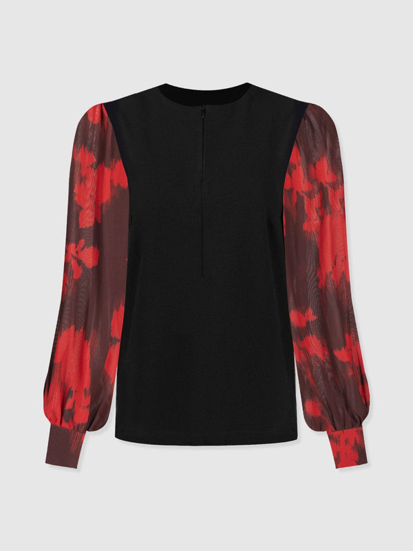 Esme Zip Up Top - Pink Fade Floral - Women's T-shirts | Saint + Sofia® EU