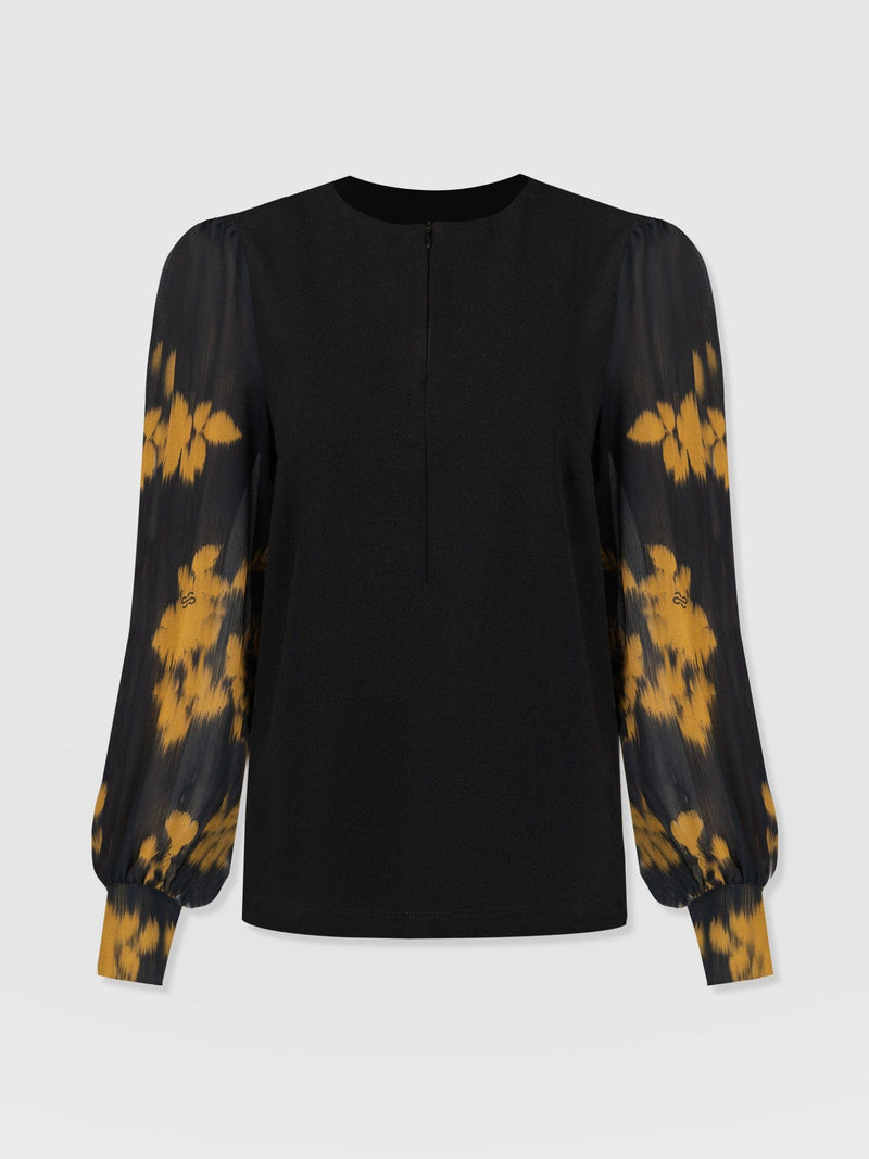 Esme Zip Up Top Yellow Fade Floral - Women's Tops | Saint + Sofia® EU