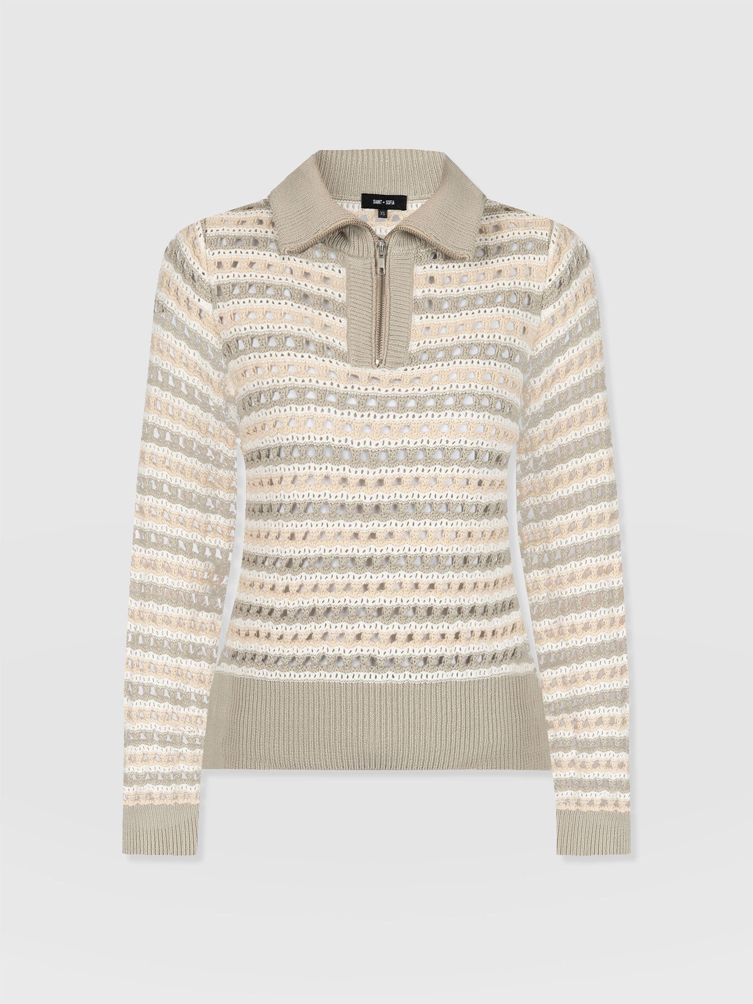 Ester Quarter Zip Knit - Beige - Women's Knitwear | Saint + Sofia® EU