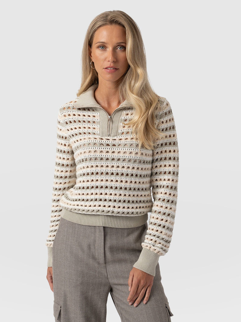 Ester Quarter Zip Knit - Beige - Women's Knitwear | Saint + Sofia® EU