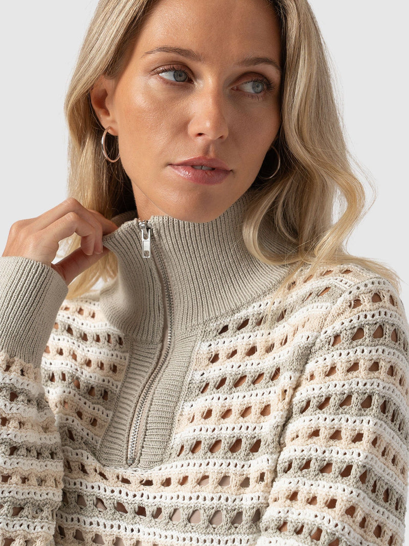 Ester Quarter Zip Knit - Beige - Women's Knitwear | Saint + Sofia® EU