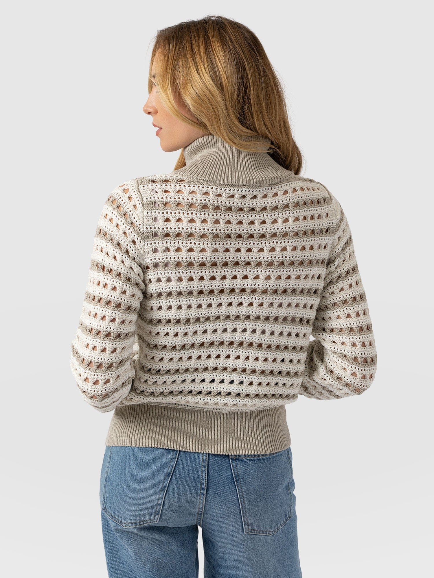 Ester Quarter Zip Knit - Beige - Women's Knitwear | Saint + Sofia® EU