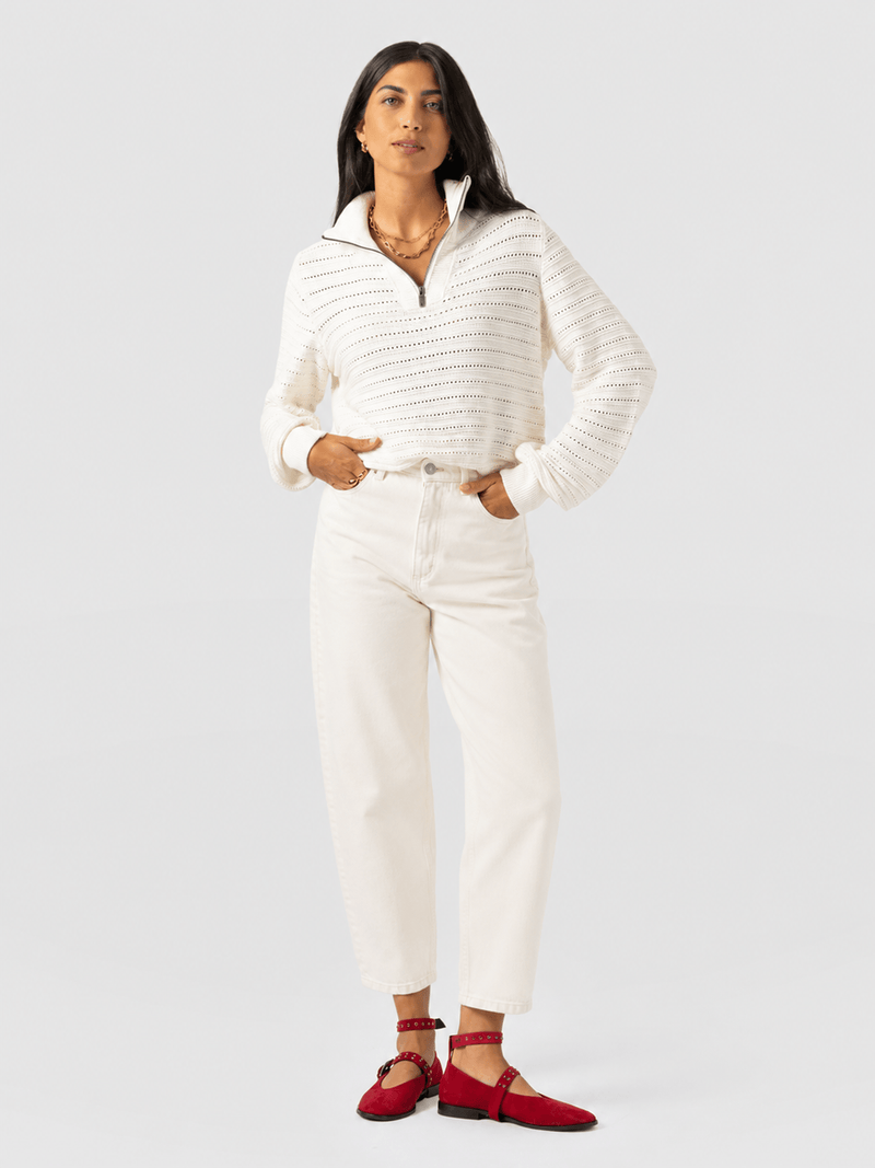 Ester Quarter Zip Knit - Cream - Women's Jumpers | Saint and Sofia® EU