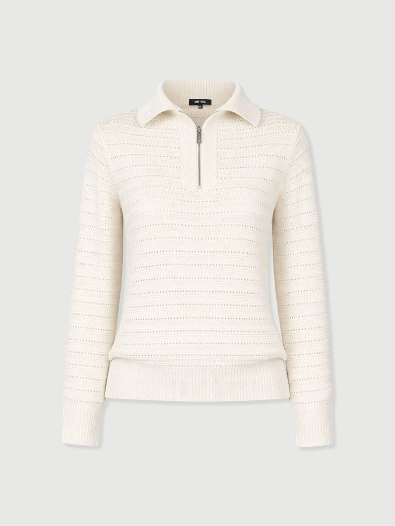 Ester Quarter Zip Knit - Cream - Women's Jumpers | Saint + Sofia® EU