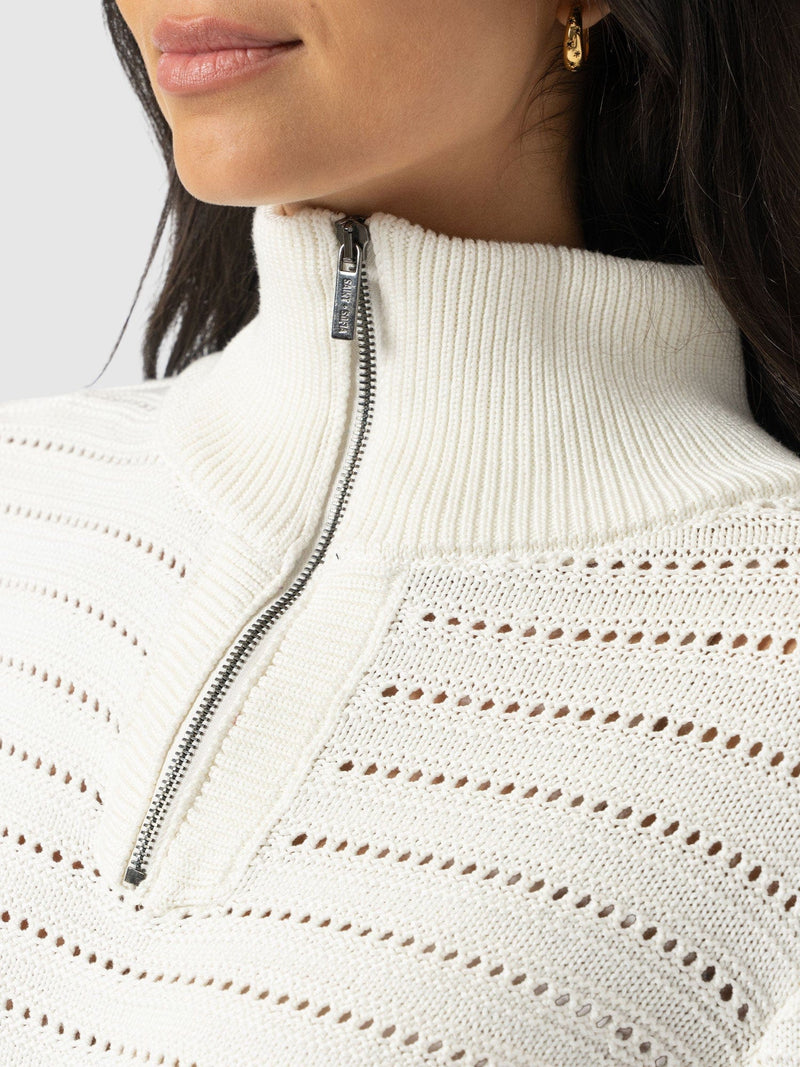 Ester Quarter Zip Knit - Cream - Women's Jumpers | Saint + Sofia® EU