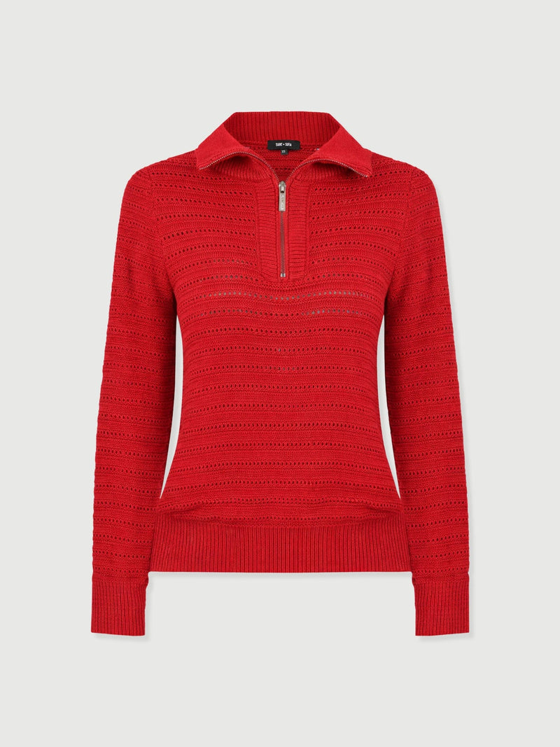 Ester Quarter Zip Knit - Red - Women's Jumpers | Saint + Sofia® EU