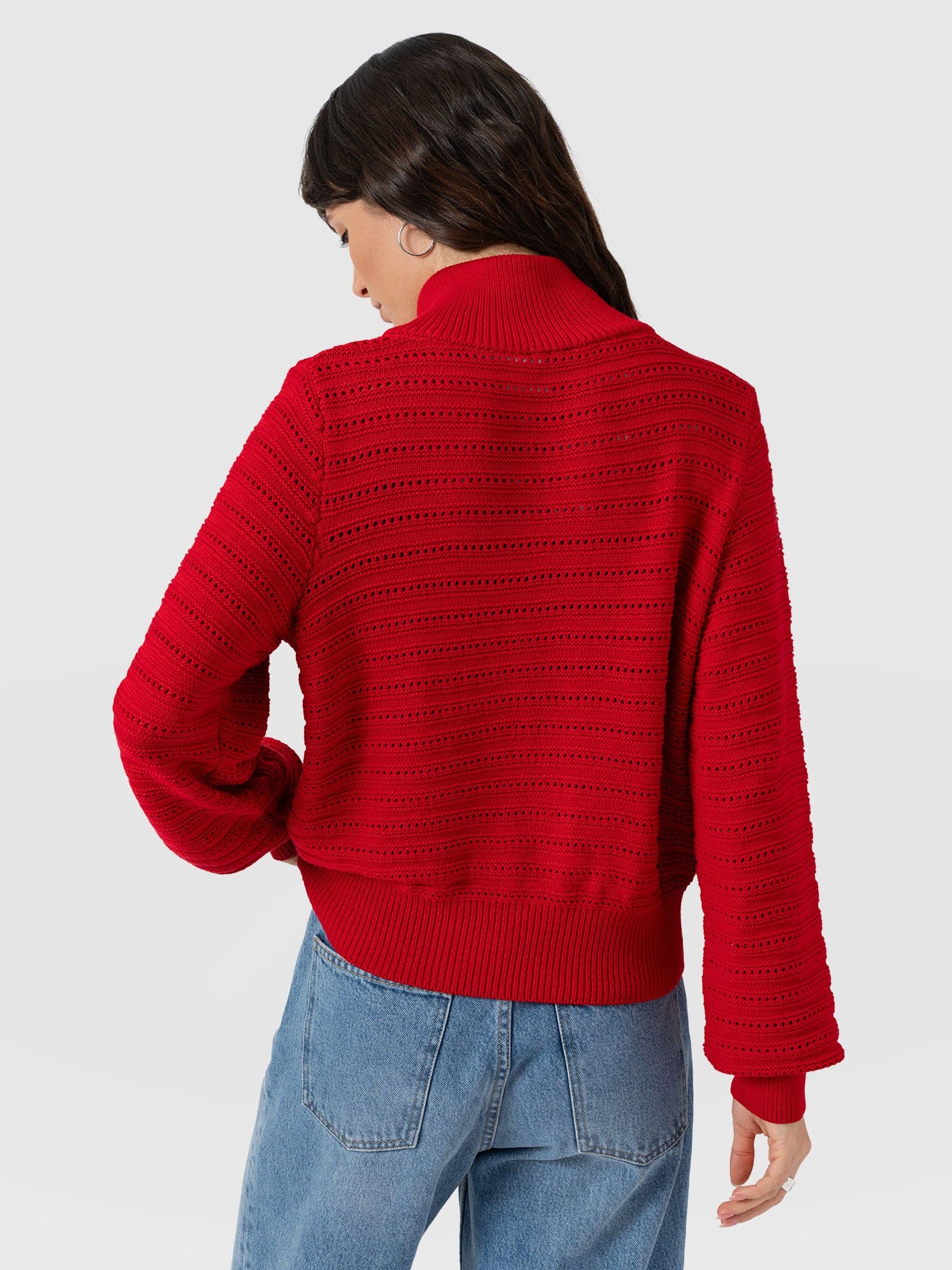 Ester Quarter Zip Knit - Red - Women's Jumpers | Saint + Sofia® EU