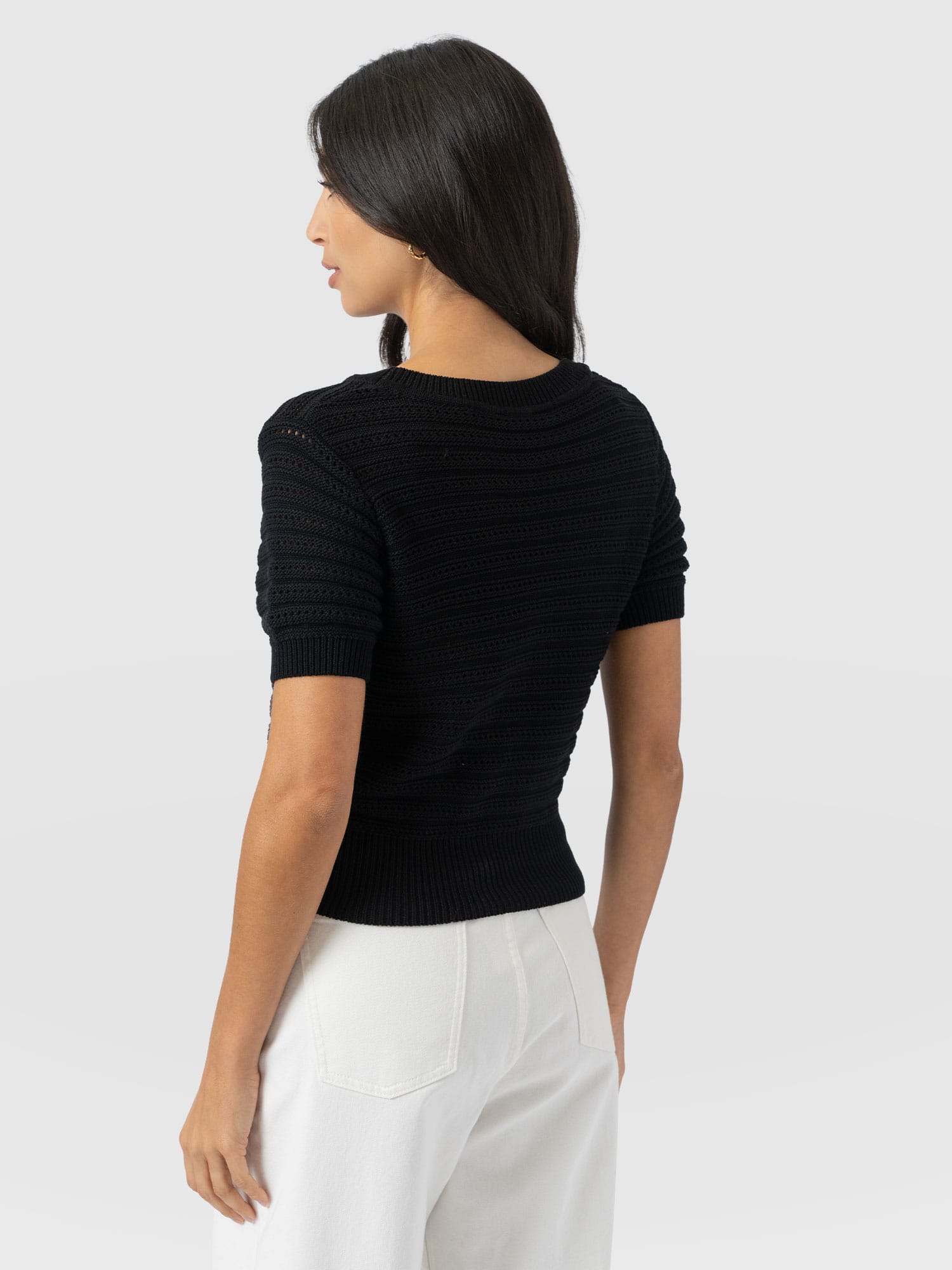 Ester Short Sleeve Knit - Black - Women's Jumpers | Saint + Sofia® EU