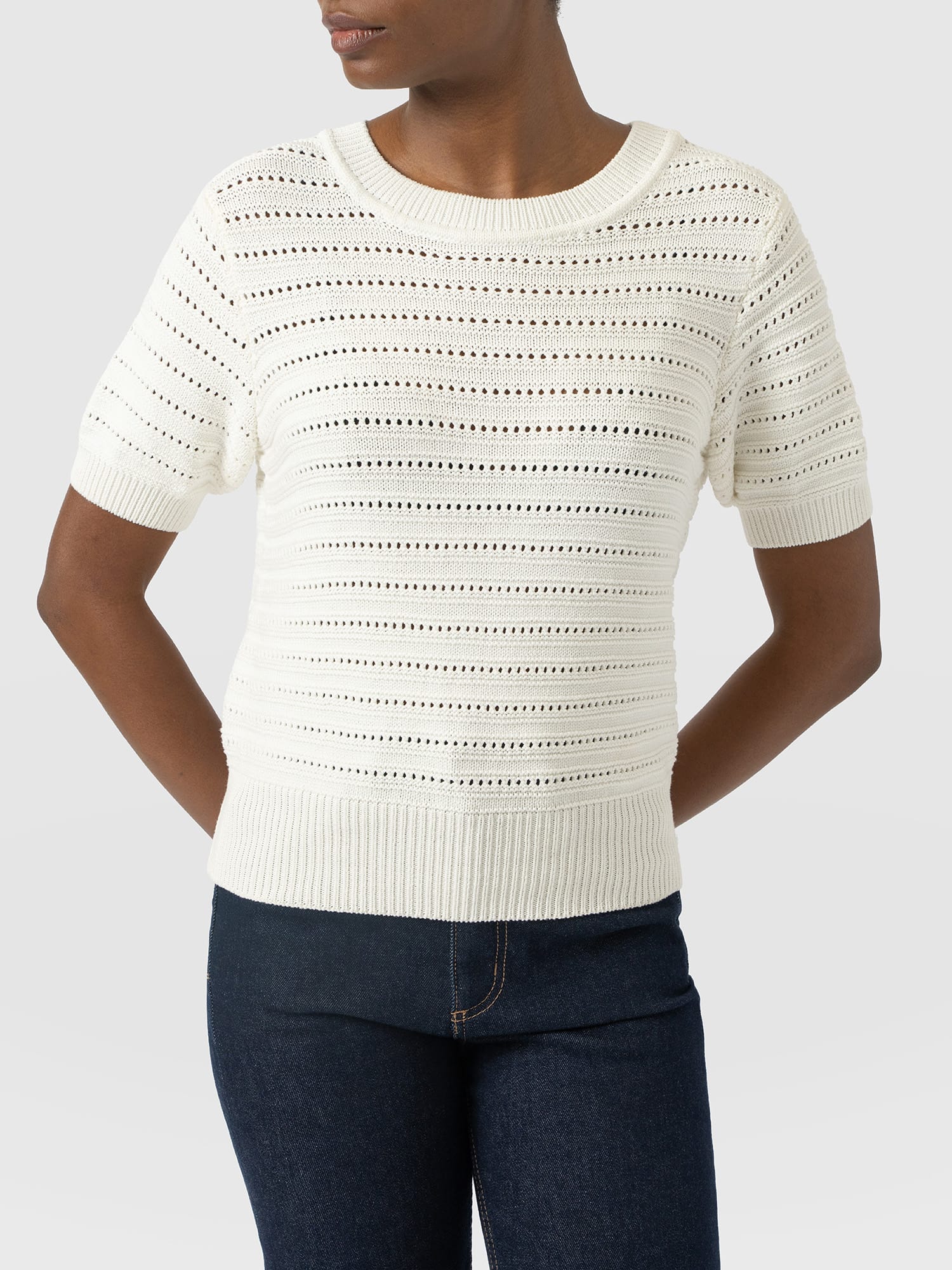 Ester Short Sleeve Knit - Cream - Women's Jumpers | Saint and Sofia® EU