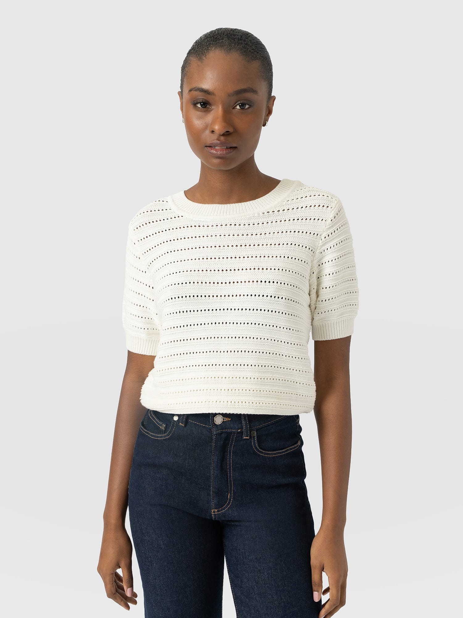 Ester Short Sleeve Knit - Cream - Women's Jumpers | Saint and Sofia® EU