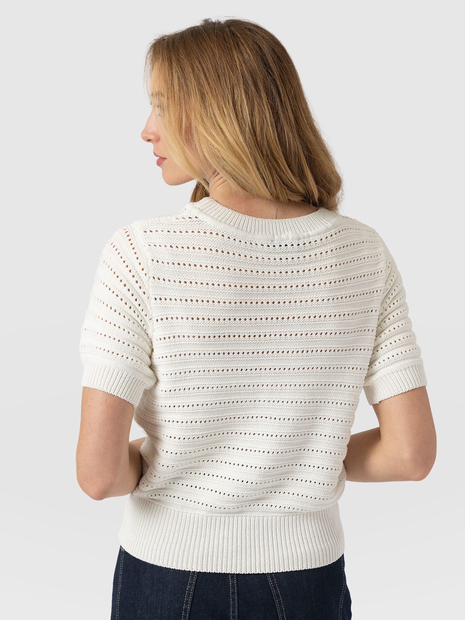 Ester Short Sleeve Knit - Cream - Women's Jumpers | Saint + Sofia® EU