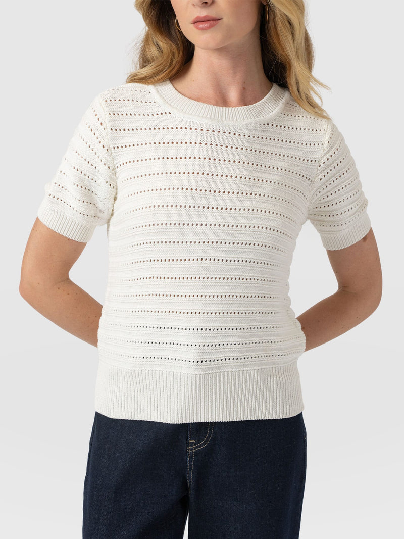 Ester Short Sleeve Knit - Cream - Women's Jumpers | Saint + Sofia® EU