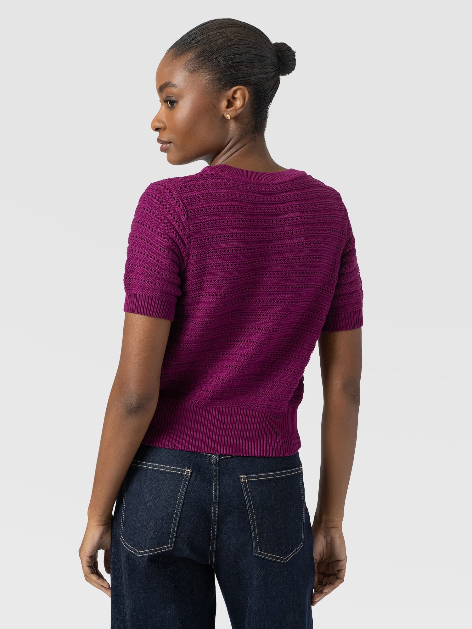 Ester Short Sleeve Knit - Dark Magenta - Women's Jumpers | Saint and Sofia® EU