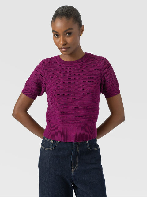 Ester Short Sleeve Knit - Dark Magenta - Women's Jumpers | Saint and Sofia® EU
