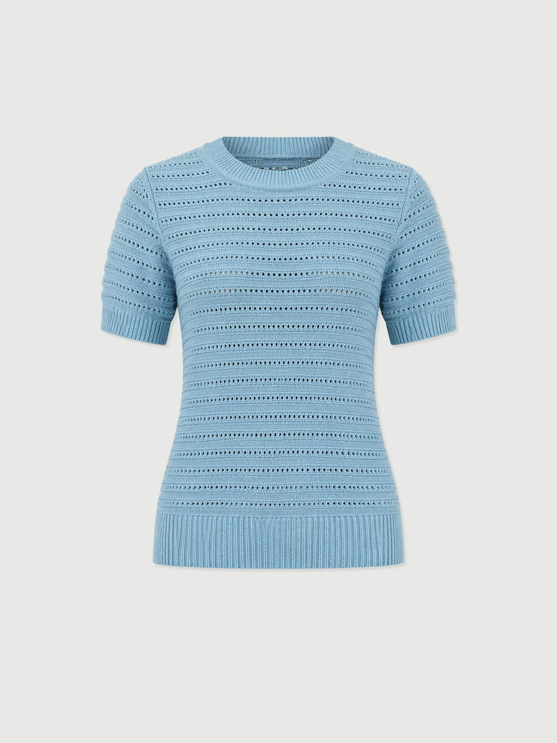 Ester Short Sleeve Knit - Powder Blue - Women's Jumpers | Saint + Sofia® EU