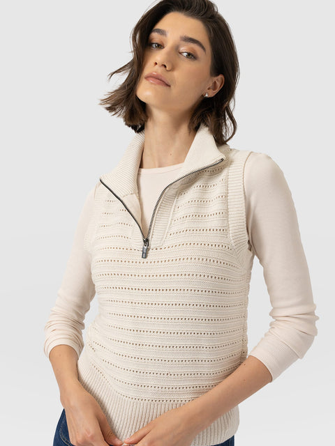 Ester Sleeveless Knit - Cream - Women's Jumpers | Saint and Sofia® EU