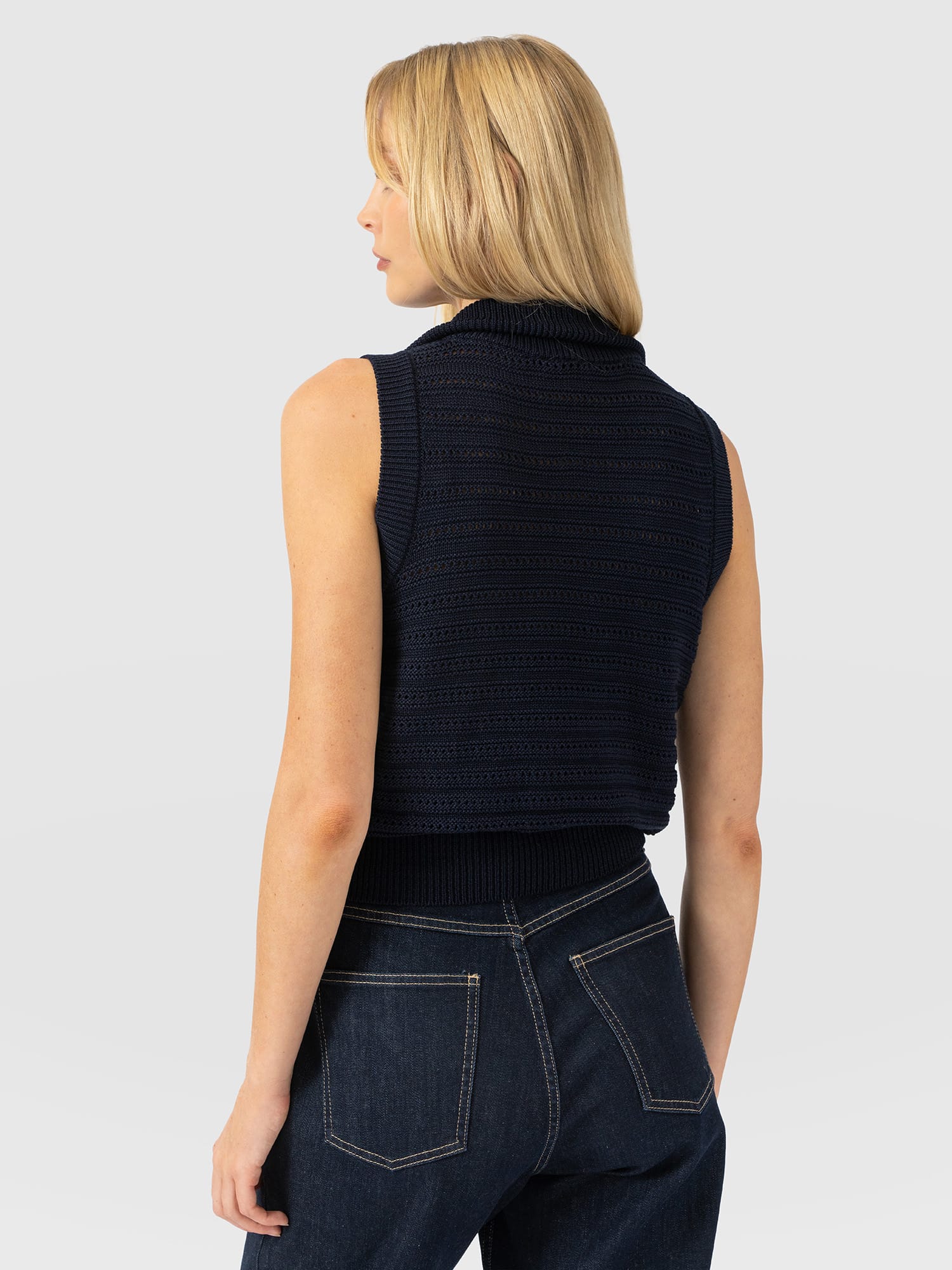Ester Sleeveless Knit - Navy - Women's Jumpers | Saint and Sofia® EU
