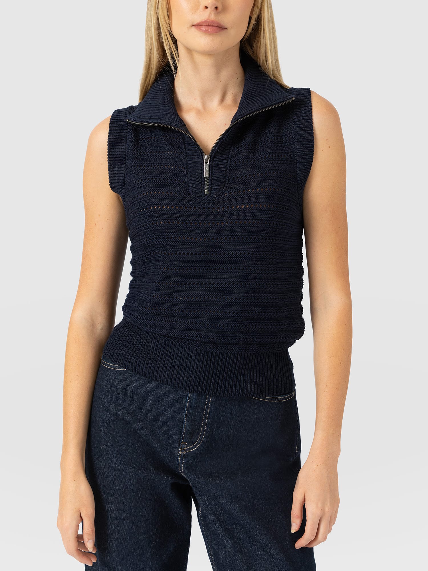Ester Sleeveless Knit - Navy - Women's Jumpers | Saint and Sofia® EU