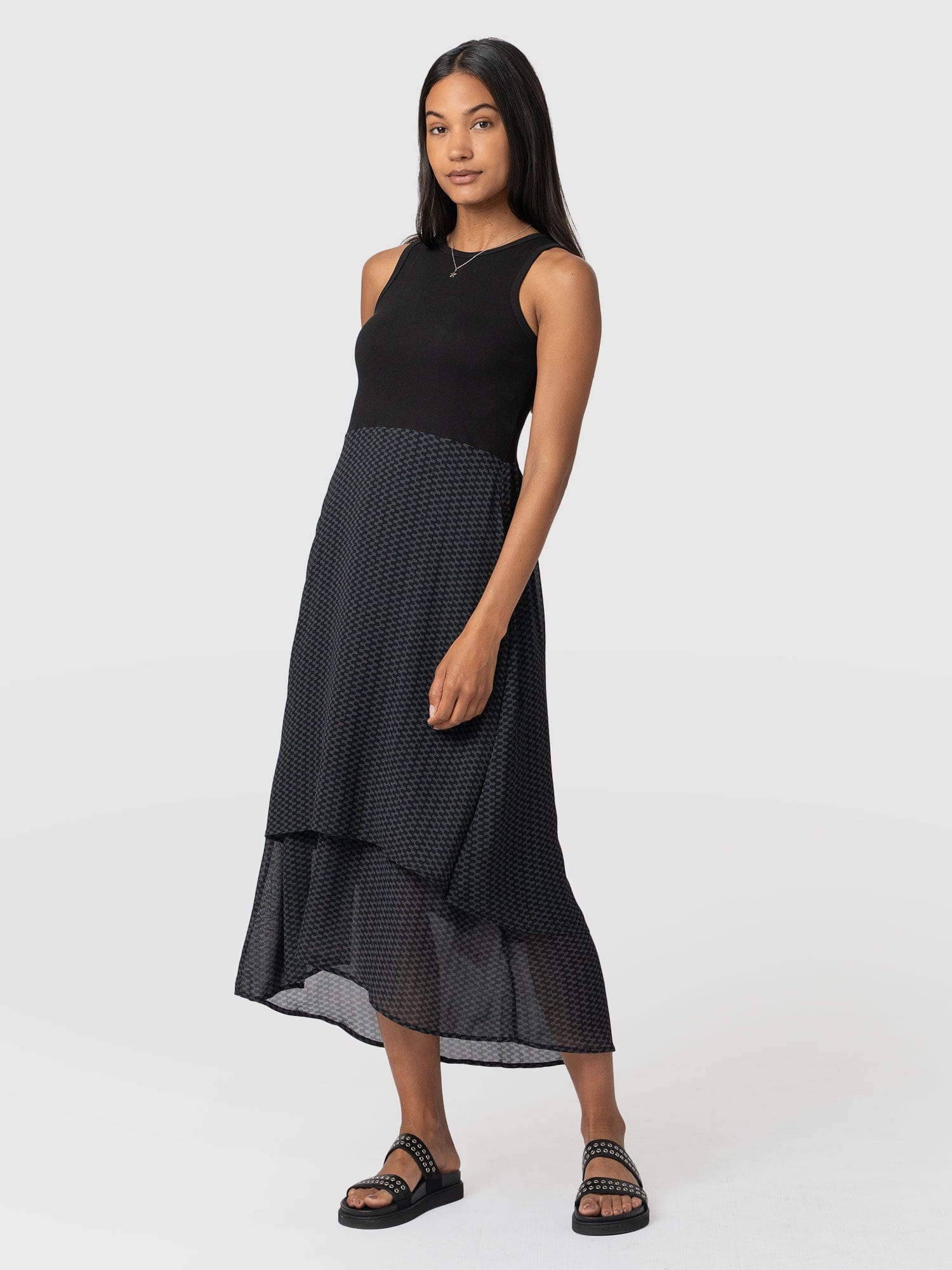 Etta Layered Dress Grey Wave - Women's Skirts | Saint + Sofia® UK