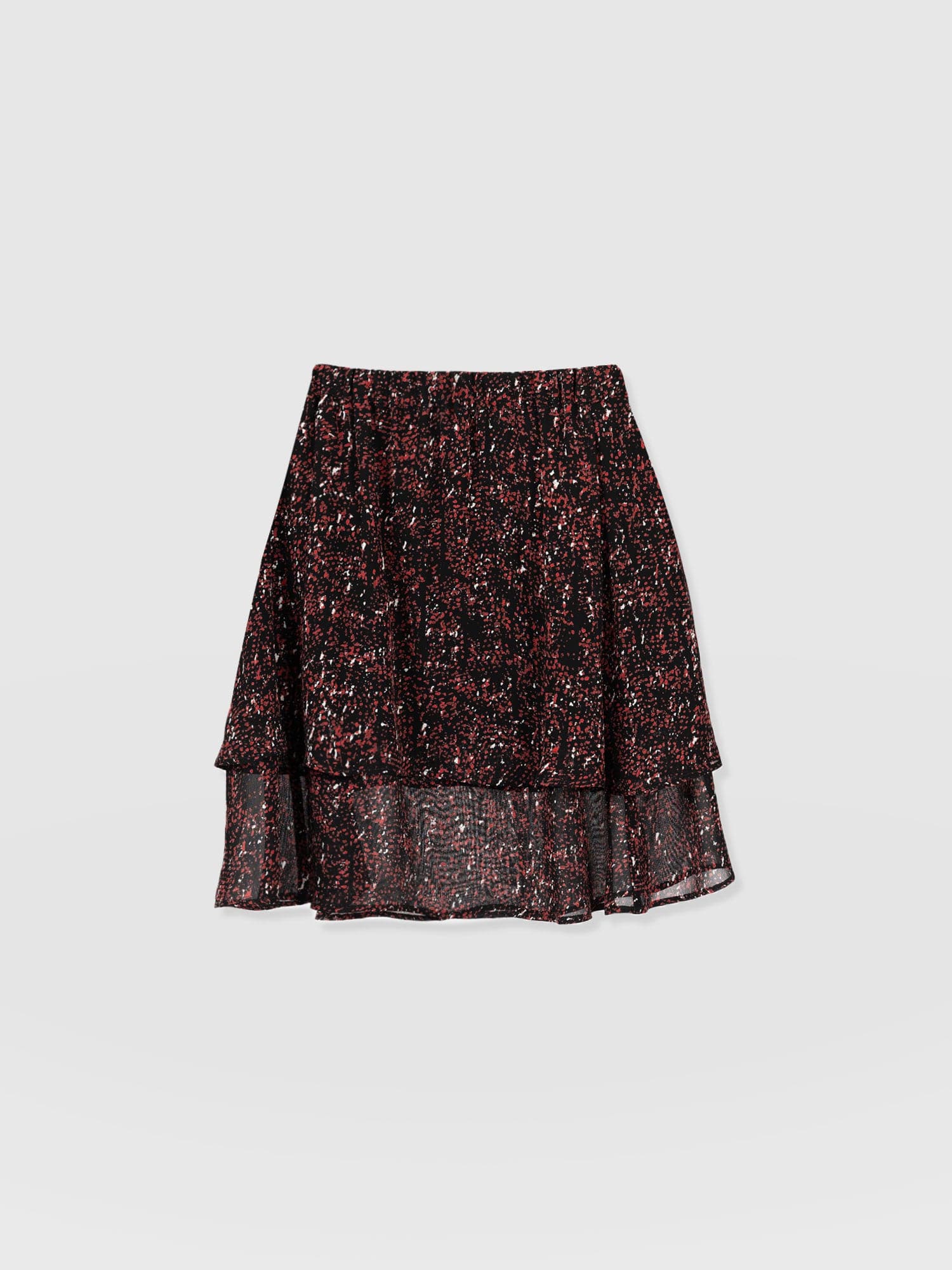 Etta Layered Mini Skirt Red Ditsy Leopard - Women's Skirts | Saint + Sofia® EU