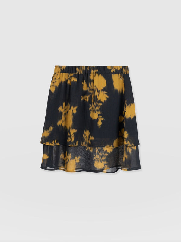 Etta Layered Mini Skirt Yellow Fade Foral - Women's Skirts | Saint + Sofia® EU