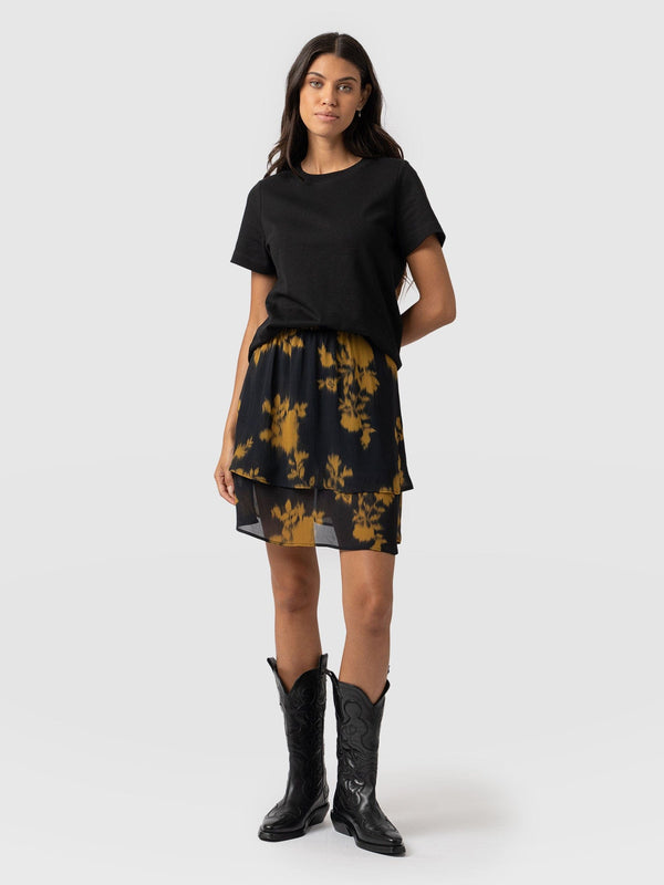 Etta Layered Mini Skirt Yellow Fade Foral - Women's Skirts | Saint + Sofia® EU