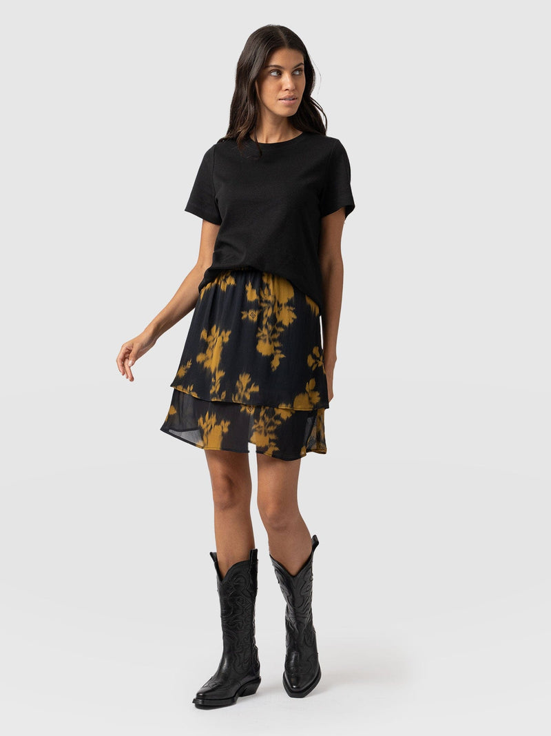 Etta Layered Mini Skirt Yellow Fade Foral - Women's Skirts | Saint + Sofia® EU