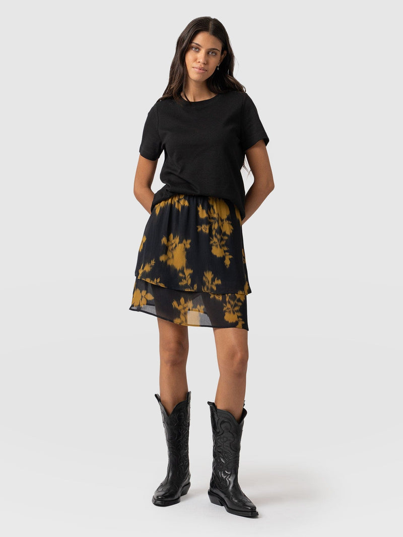 Etta Layered Mini Skirt Yellow Fade Foral - Women's Skirts | Saint + Sofia® EU