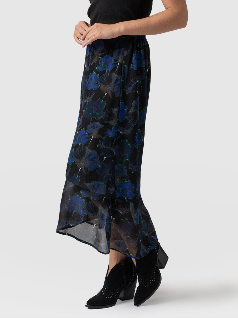 Etta Layered Skirt Blue Flora - Women's Skirts | Saint + Sofia® EU
