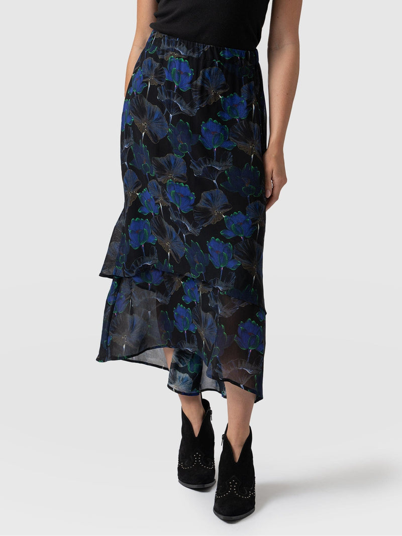 Etta Layered Skirt Blue Flora - Women's Skirts | Saint + Sofia® EU