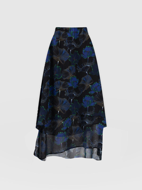 Etta Layered Skirt Blue Flora - Women's Skirts |  Saint + Sofia® EU