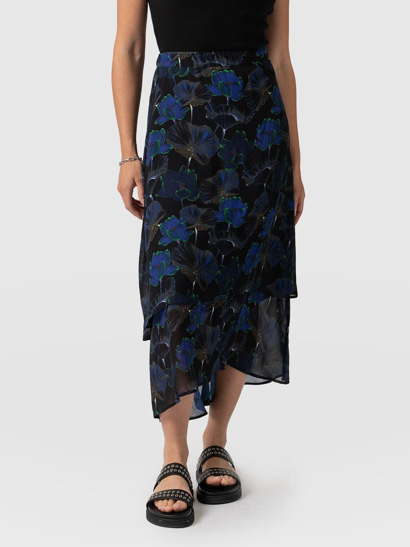 Etta Layered Skirt Blue Flora - Women's Skirts |  Saint + Sofia® EU