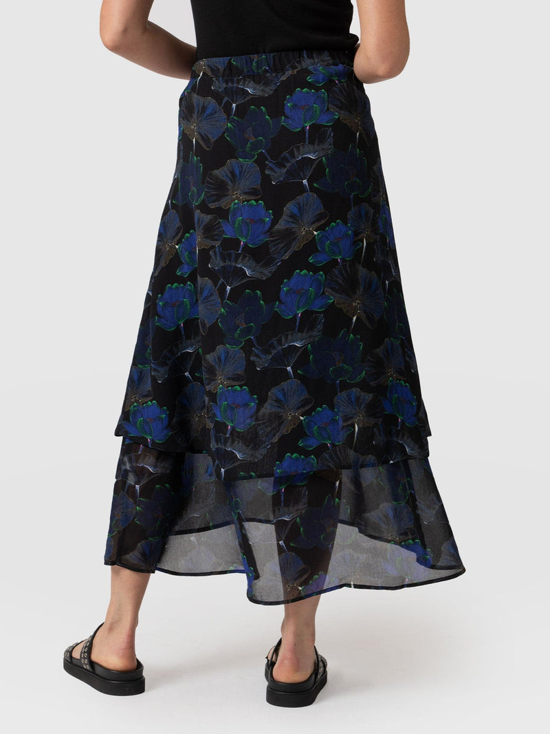 Etta Layered Skirt Blue Flora - Women's Skirts |  Saint + Sofia® EU