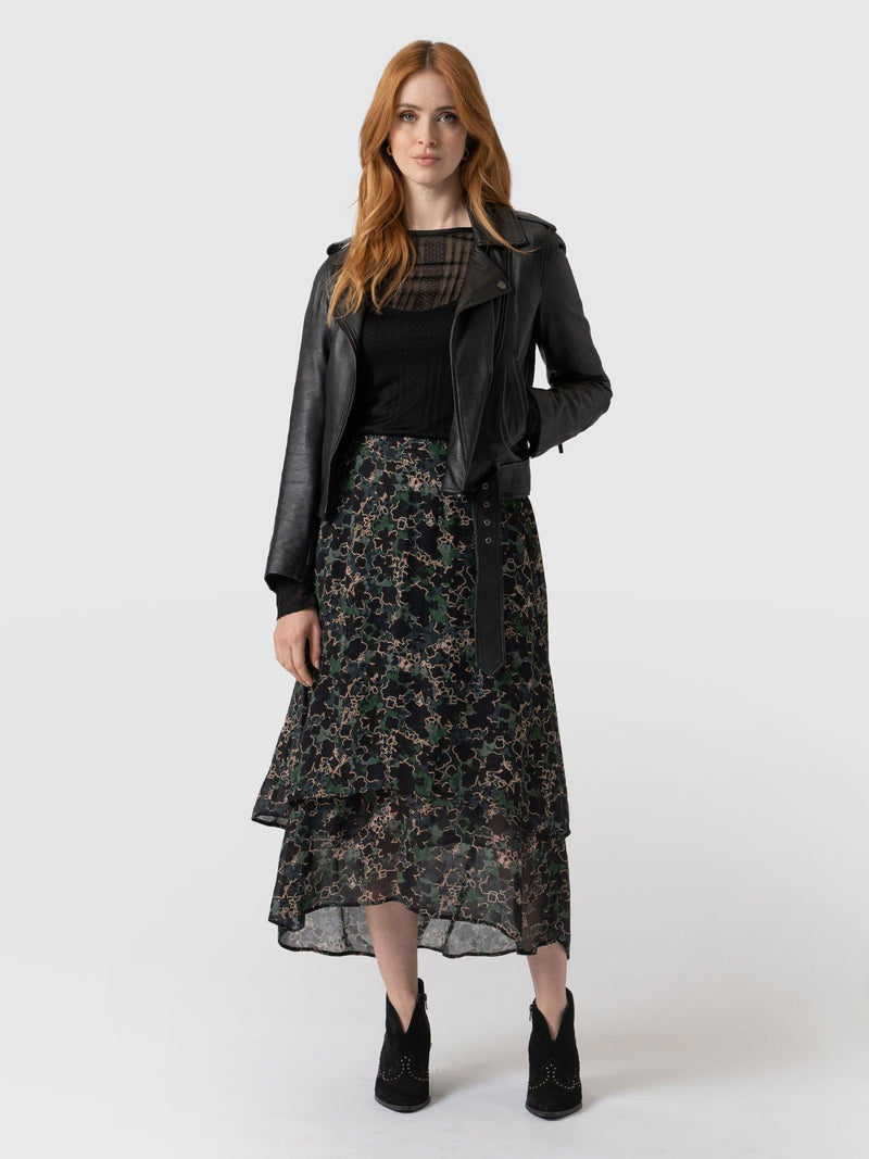 Etta Layered Skirt Green Twilight Floral - Women's Skirt | Saint + Sofia® EU
