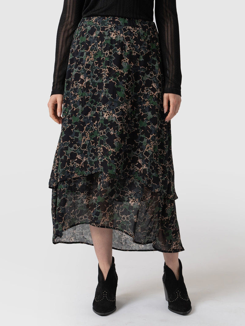 Etta Layered Skirt Green Twilight Floral - Women's Skirt | Saint + Sofia® EU