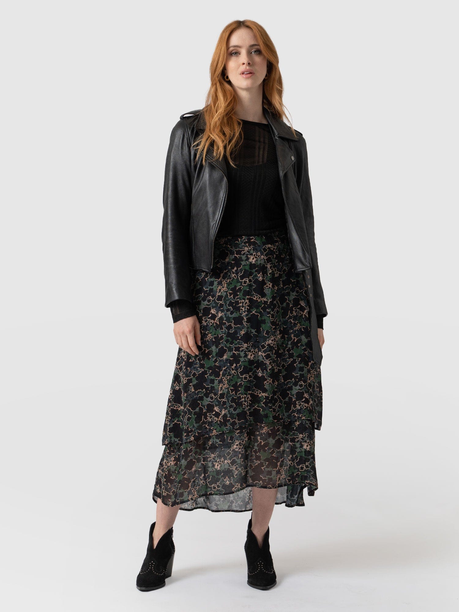 Etta Layered Skirt Green Twilight Floral - Women's Skirt | Saint + Sofia® EU