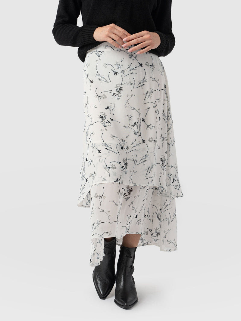 Etta Layered Skirt White Floral - Women's Skirts | Saint + Sofia® EU