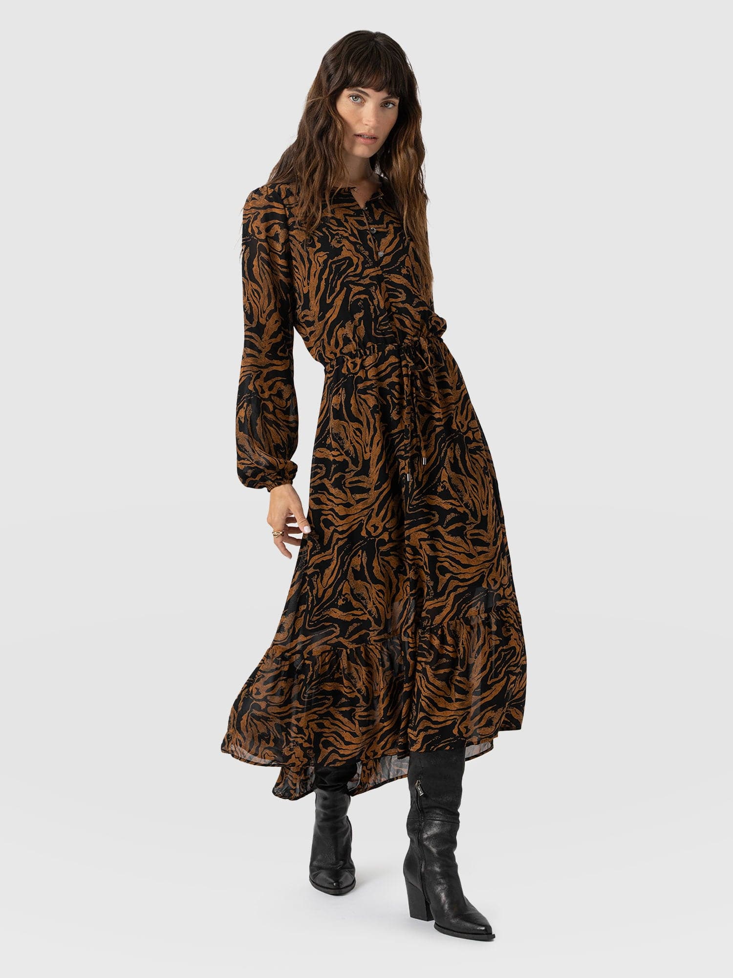 Evelyn High Low Dress - Brown Zebra - Women's Dresses | Saint + Sofia® EU