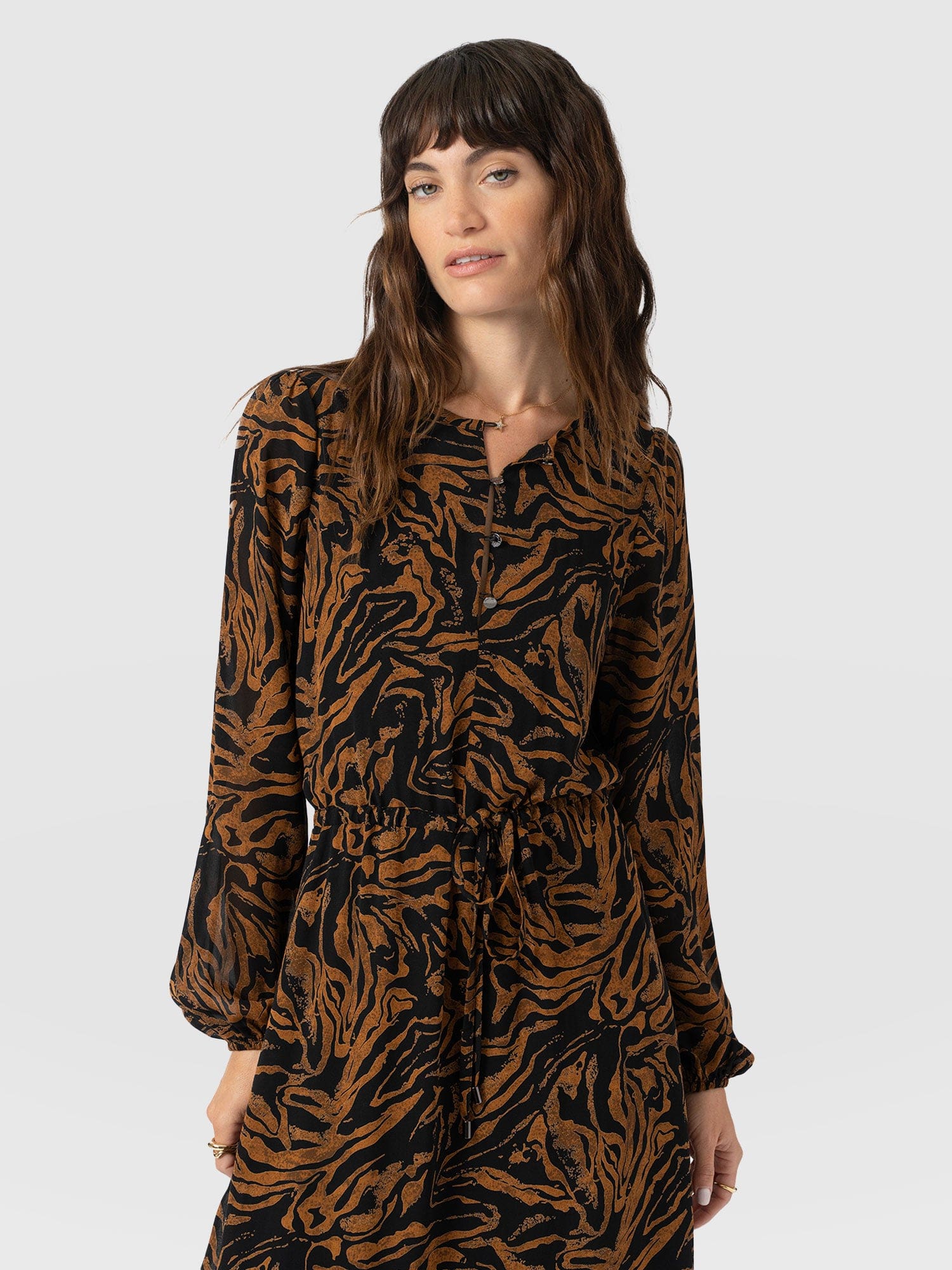 Evelyn High Low Dress - Brown Zebra - Women's Dresses | Saint + Sofia® EU