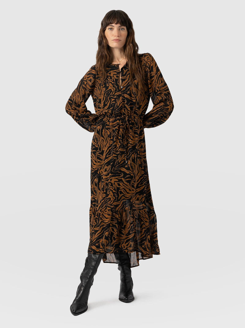 Evelyn High Low Dress - Brown Zebra - Women's Dresses | Saint + Sofia® EU