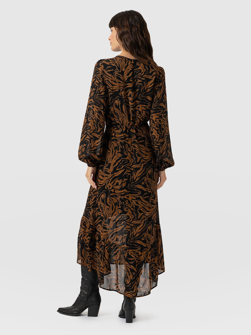 Evelyn High Low Dress - Brown Zebra - Women's Dresses | Saint + Sofia® EU