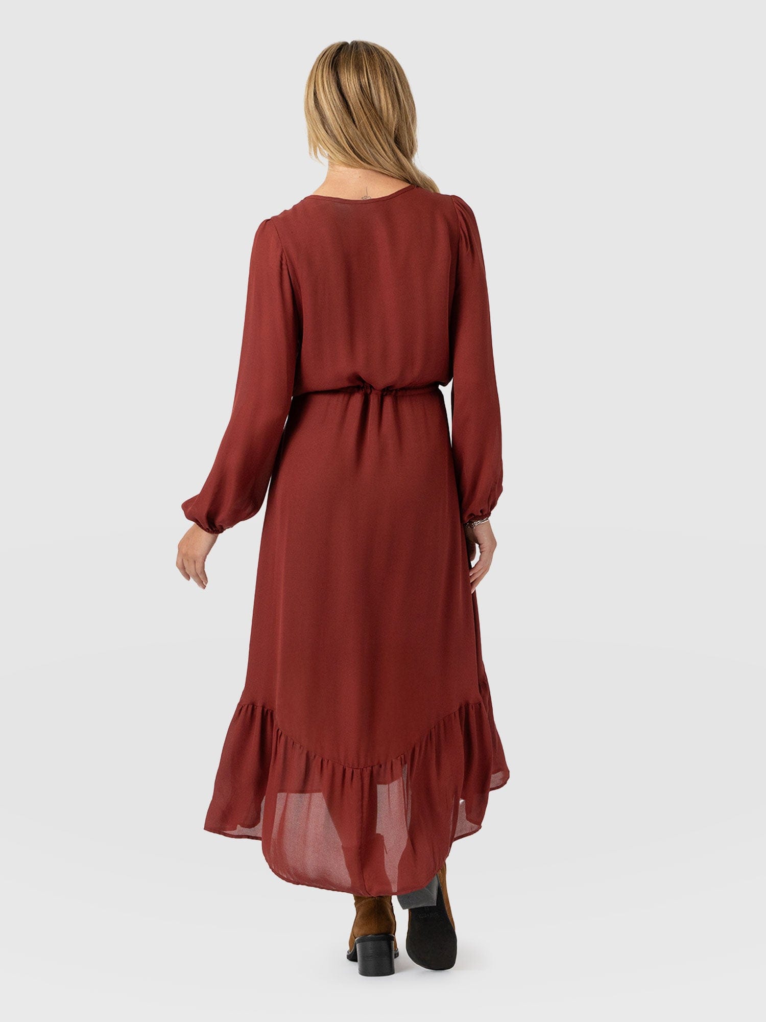 Evelyn High Low Dress - Rust Red - Women's Dresses | Saint + Sofia® EU