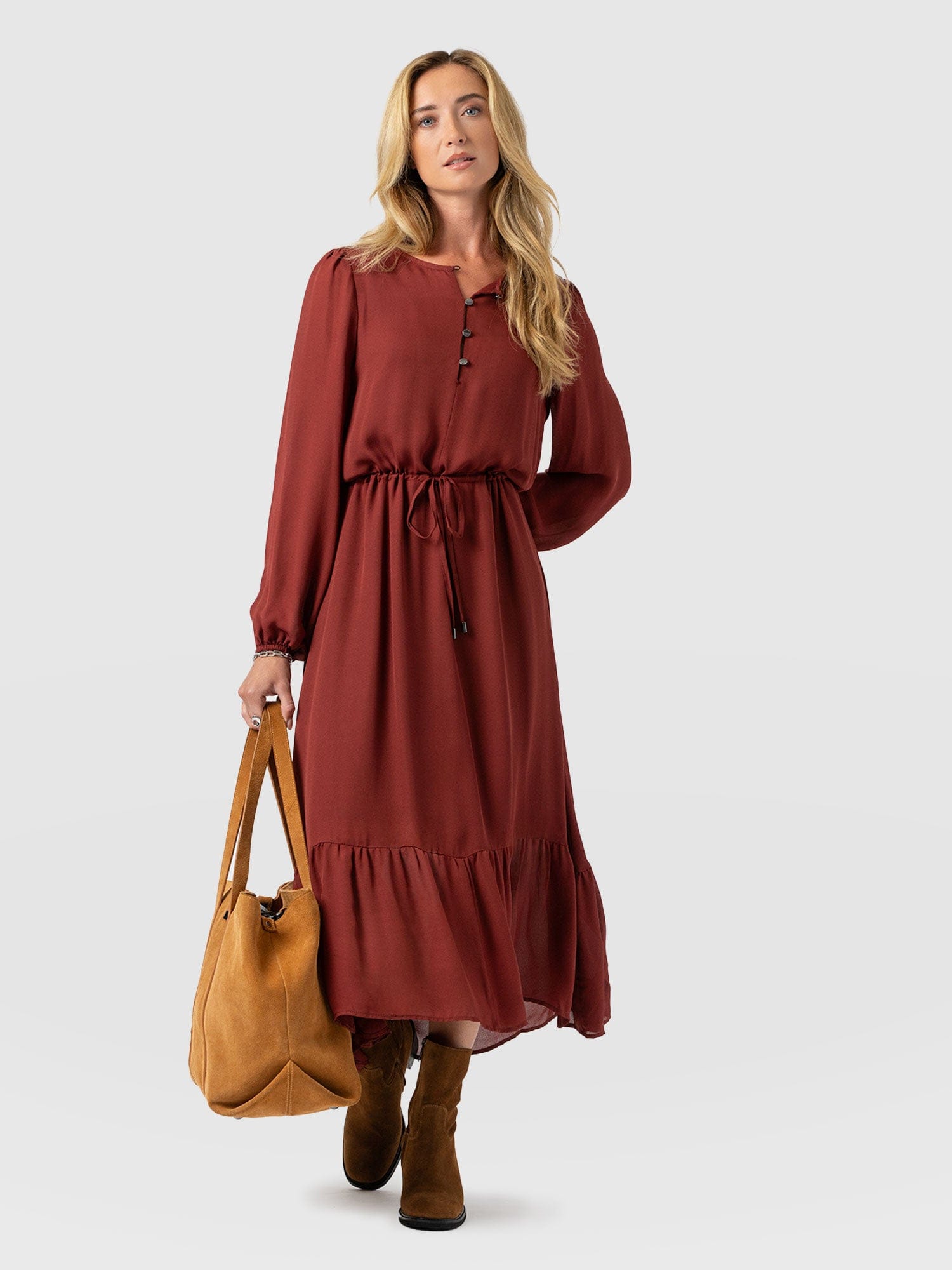 Evelyn High Low Dress - Rust Red - Women's Dresses | Saint + Sofia® EU