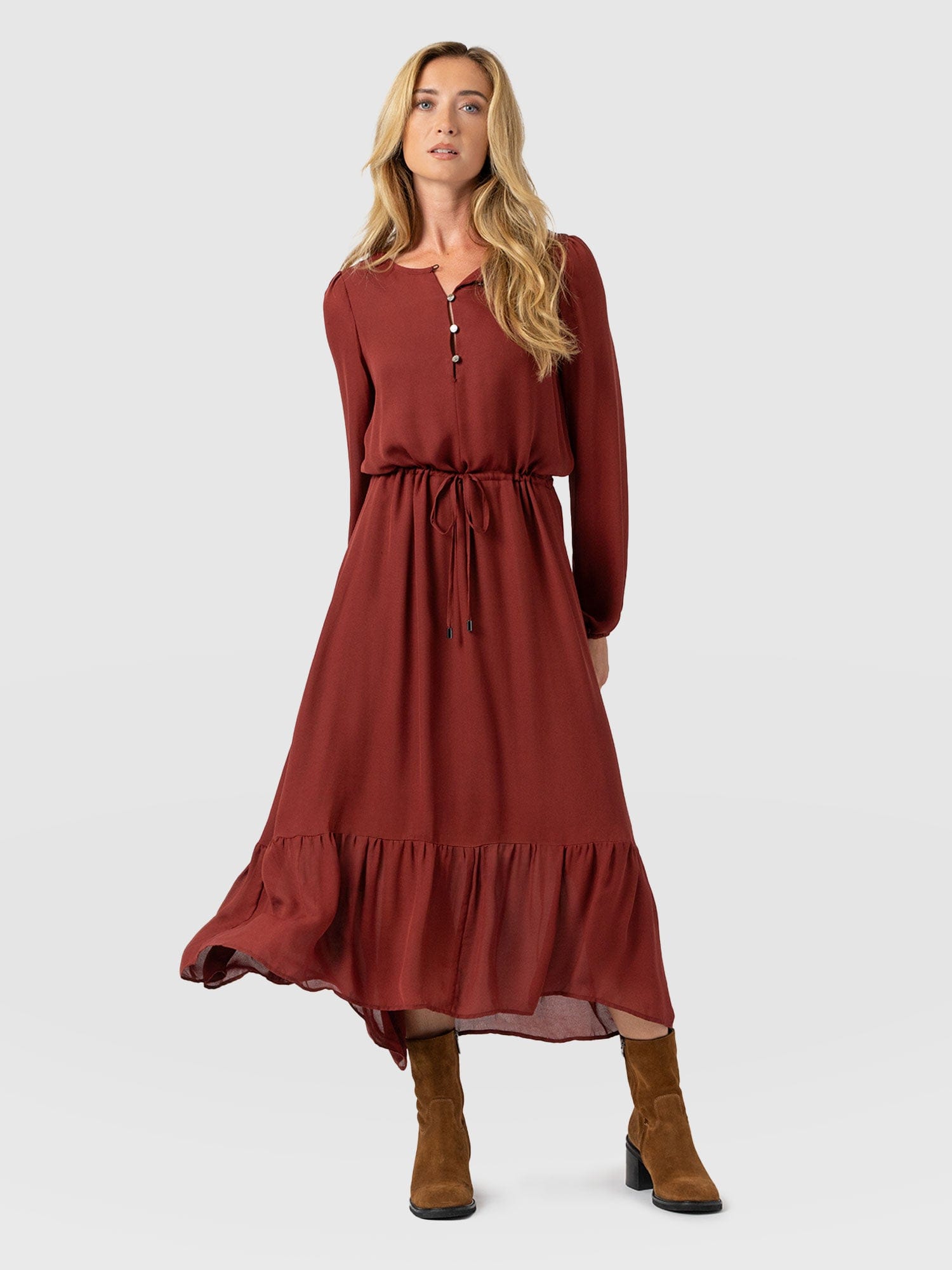 Evelyn High Low Dress - Rust Red - Women's Dresses | Saint + Sofia® EU