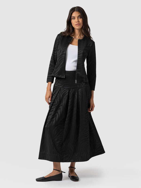 Everly Pleated Skirt Black Zebra  - Women's Skirts | Saint + Sofia® EU