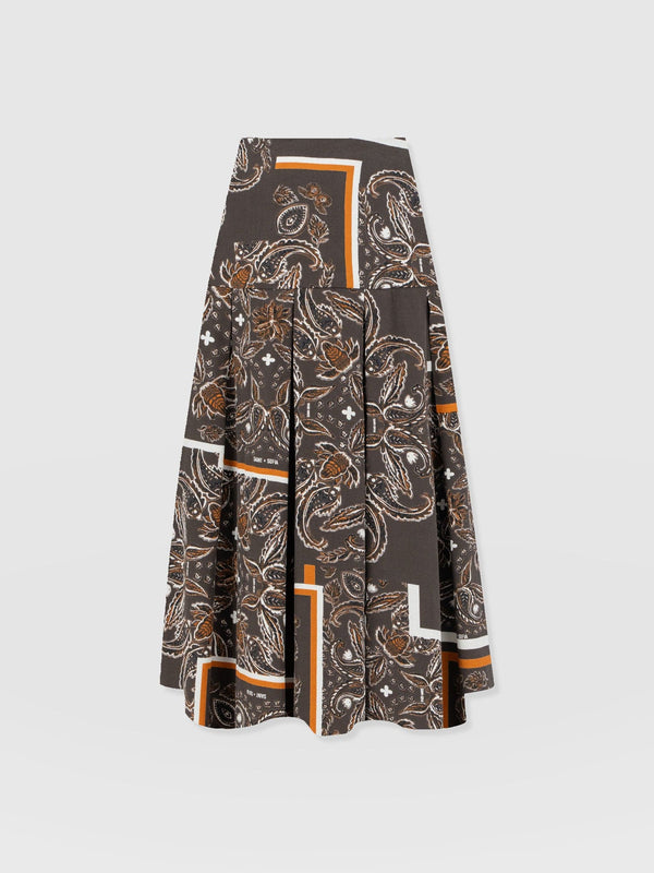 Everly Pleated Skirt - Brown Paisley - Women's Skirts | Saint + Sofia? EU