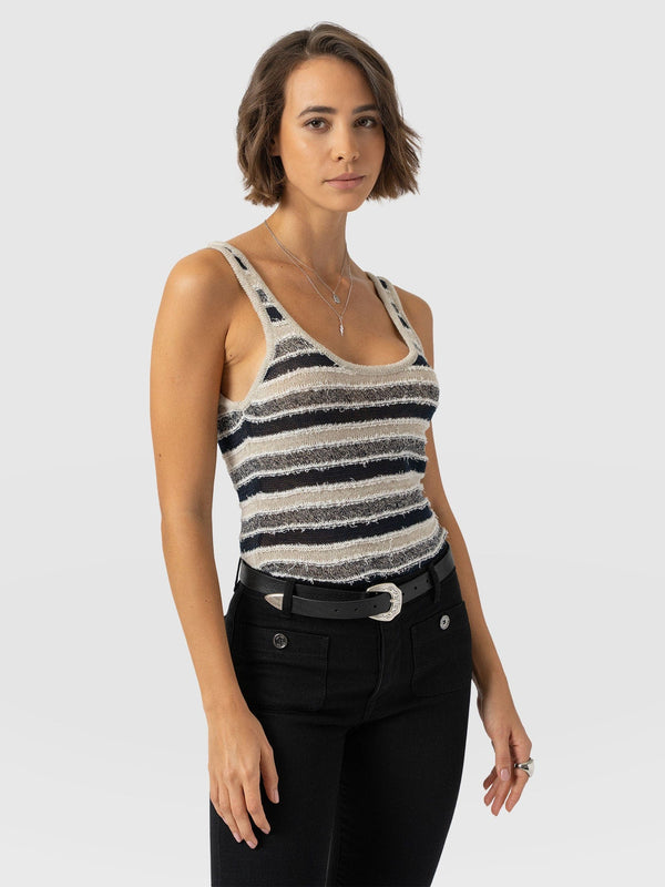 Fearne Knit Cami - Blue Stripe - Women's Tanks | Saint + Sofia® EU