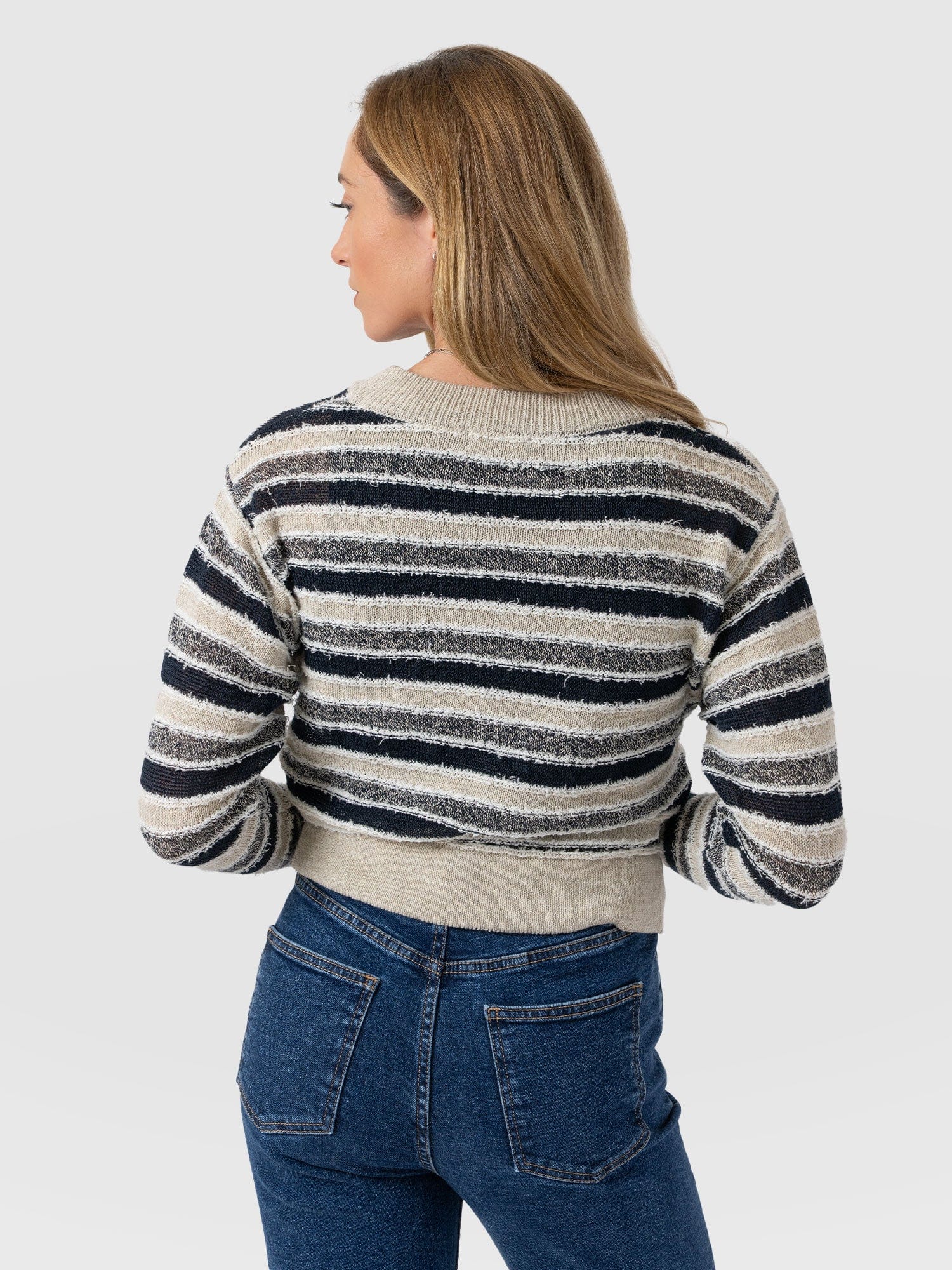 Fearne Knit Cardigan - Blue Stripe - Women's Cardigans | Saint + Sofia® EU